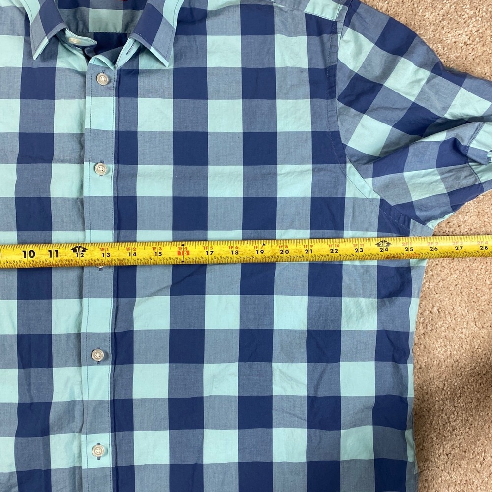 UNTUCKit Mens XXL Blue Buffalo Check Short Sleeve Button Down Cotton Shirt - Picture 4 of 8